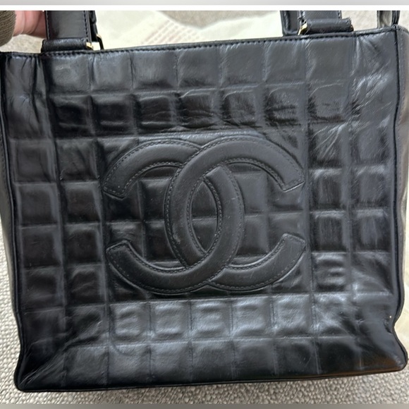 🔥CHANEL choco bar lamb skin leather black tote - Picture 4 of 10